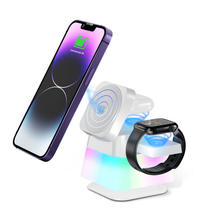 4 In 1 Rotatable Lighting Wireless Mobile phone Charger Stand